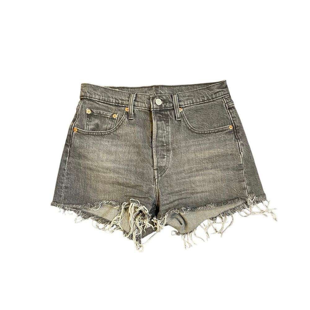 Levi's 501 Faded Black High Rise Denim Cut Off Jean Shorts Daisy Dukes Festival